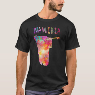 Farbige Abgeschiedene Namibia Karte in Aquarellfar T-Shirt