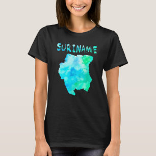 Farbige Abgeschiedene Suriname-Karte in Aquarellfa T-Shirt