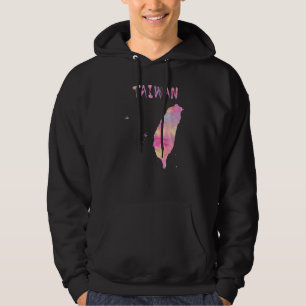 Farbige Abgeschiedene Taiwan Karte in Aquarellfarb Hoodie