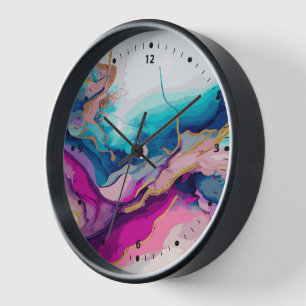 Farbige, abstrakt fließende Farbfarben Uhr