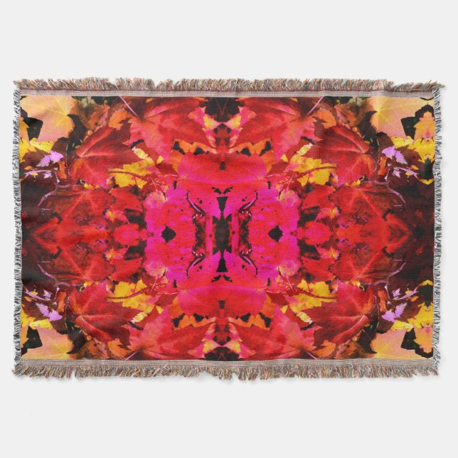 Farbige, abstrakt rosa, orangefarbene Herbstblätte Decke (Vorderseite)