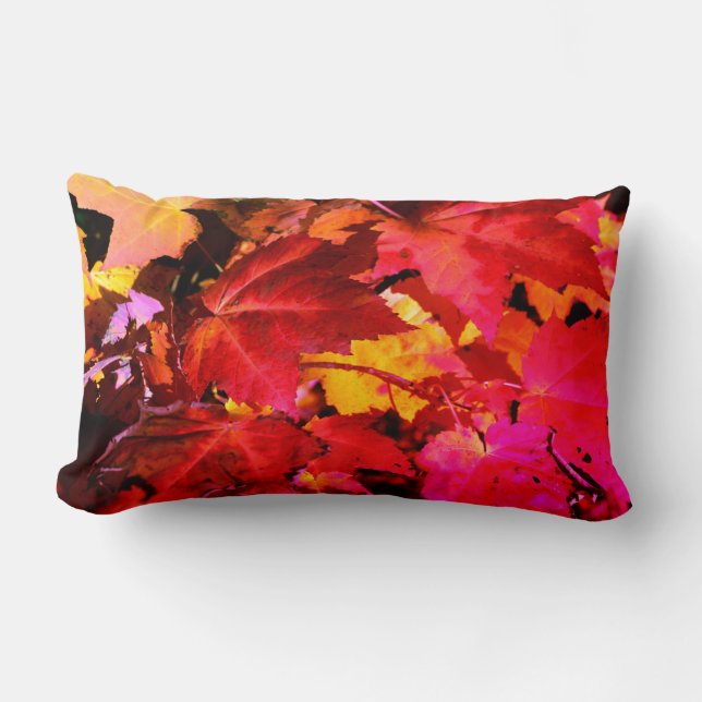 Farbige, abstrakt rosa, orangefarbene Herbstblätte Lendenkissen (Vorderseite)