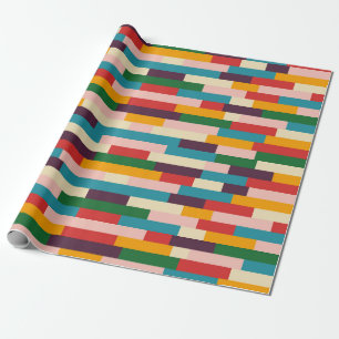 Farbige Abstrakte 70er 80er Retro Muster Geschenkpapier