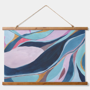 Farbige abstrakte Aquarell-Kunstmalerei Wandteppich Mit Holzrahmen