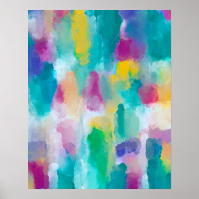 Farbige Abstrakte Aquarellbilder Poster (Vorne)