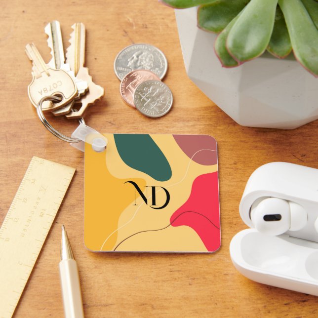 Farbige abstrakte Bio Formen, moderner Hintergrund Schlüsselanhänger (Schreibtisch)