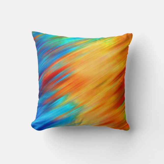 Farbige Abstrakte Blauer Orangenflare Kissen (Vorderseite)