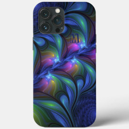 Farbige Abstrakte blaurosa grüne Fraktal Monogram Case-Mate iPhone Hülle