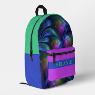 Farbige Abstrakte blaurosa grüne Fraktale Bedruckter Rucksack
