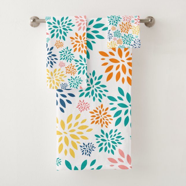 Farbige abstrakte Blume Badhandtuch Set (Insitu)