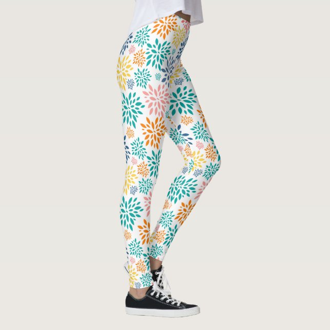 Farbige abstrakte Blume Leggings (Rechts)