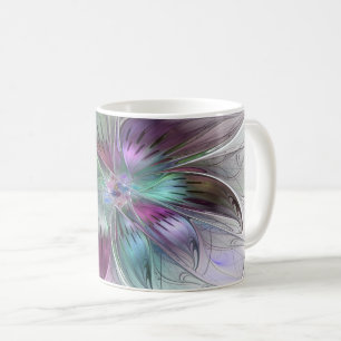 Farbige abstrakte Blume moderne Floral-Fraktal-Kun Kaffeetasse