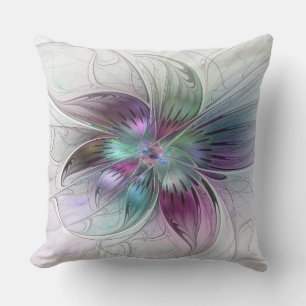 Farbige abstrakte Blume moderne florale Fractal-Ku Kissen