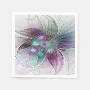 Farbige abstrakte Blume moderne florale Fractal-Ku Serviette