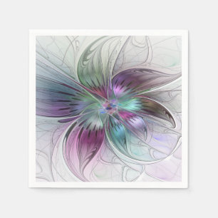 Farbige abstrakte Blume moderne florale Fraktal-Ku Serviette