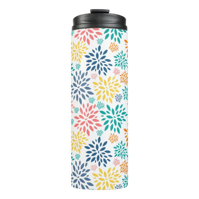 Farbige abstrakte Blume Muster Stativlampe Pille Thermosbecher (Vorderseite)