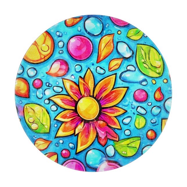 Farbige abstrakte Blume Schneidebrett (Vorderseite)