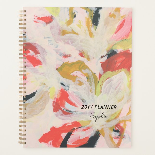 Farbige Abstrakte Blumenart Individuelle Name Plan Planer (Vorderseite)