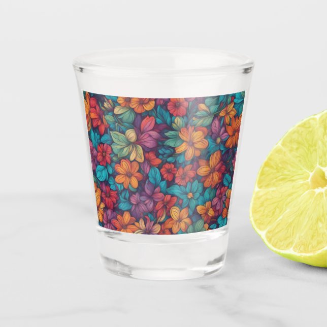 Farbige Abstrakte Blüte #323 Schnapsglas (Vorderseite)