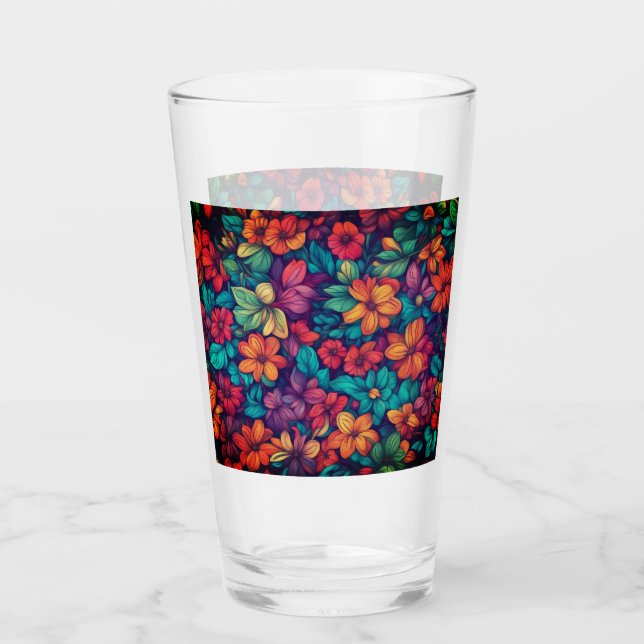 Farbige Abstrakte Blüte #44 Glas (Vorderseite)
