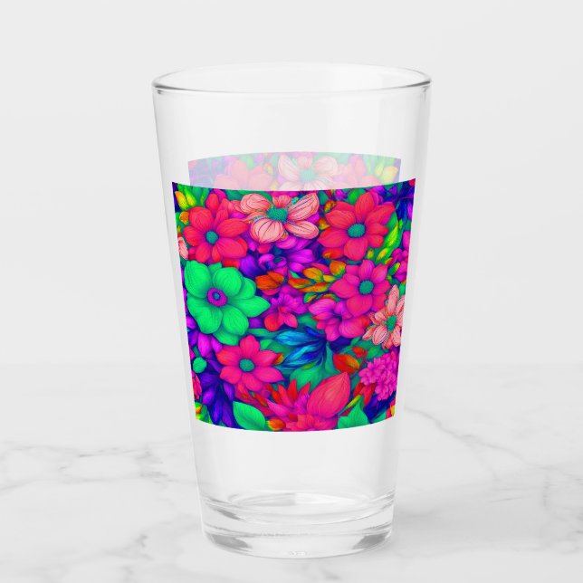 Farbige Abstrakte Blüte #77 Glas (Vorderseite)