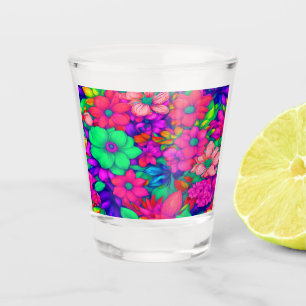 Farbige Abstrakte Blüte #77 Schnapsglas