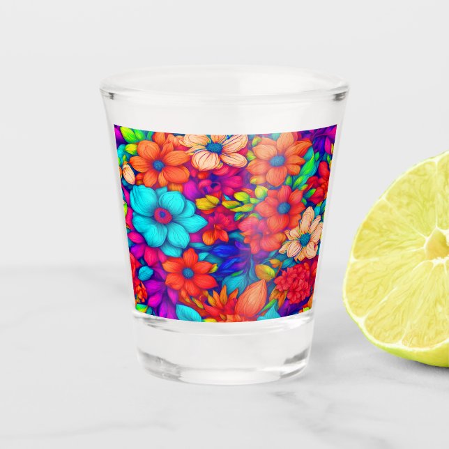 Farbige Abstrakte Blüte #79 Schnapsglas (Vorderseite)