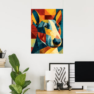 Farbige abstrakte Bull Terrier geometrische Poster