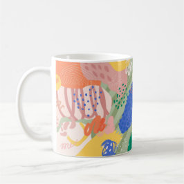 Farbige Abstrakte Collage Cutout Formen Tasse