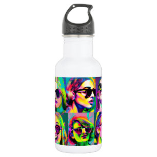 Farbige Abstrakte digitale Kunst   Frauen in der S Edelstahlflasche