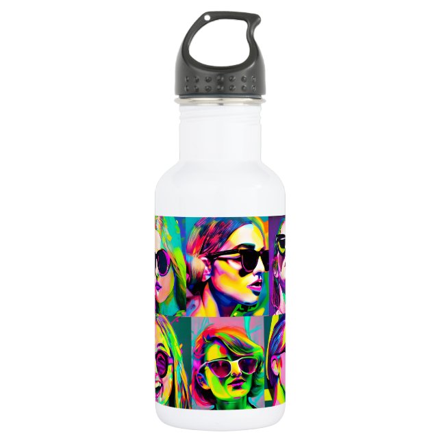 Farbige Abstrakte digitale Kunst | Frauen in der S Edelstahlflasche (Vorderseite)
