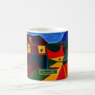 Farbige abstrakte Dorftasse einzigartiges künstler Kaffeetasse