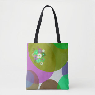 Farbige abstrakte florale Kreise Tote Bag Tasche