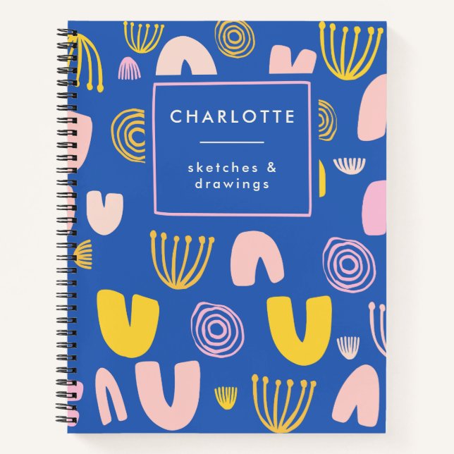 Farbige Abstrakte Formen Collage Blue Sketchbook Notizbuch (Vorderseite)