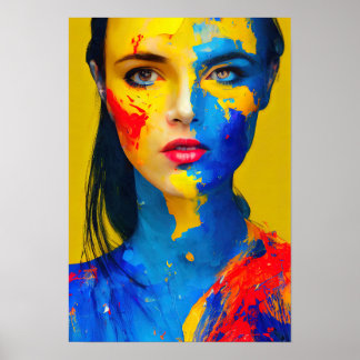 Farbige Abstrakte Frauengesichtsausdruck Poster