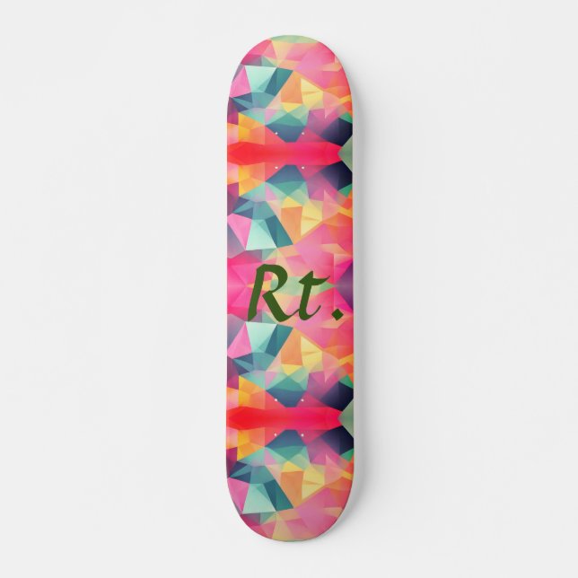 Farbige abstrakte geometrische Formen fügen Buchst Skateboard (Vorne)
