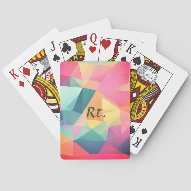 Farbige abstrakte geometrische Formen fügen Buchst Spielkarten (Rückseite)