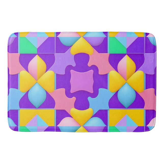 Farbige Abstrakte geometrische Muster Badematte (Vorderseite)