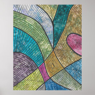Farbige abstrakte geometrische Muster gebogene Lin Poster