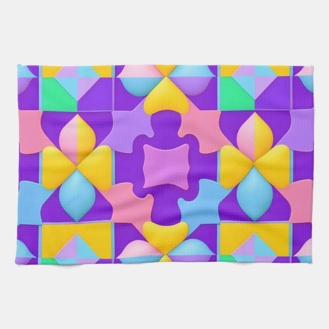 Farbige Abstrakte geometrische Muster Geschirrtuch (Horizontal)