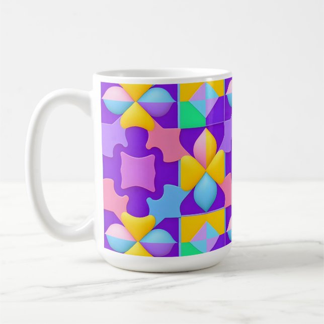 Farbige Abstrakte geometrische Muster Kaffeetasse (Links)