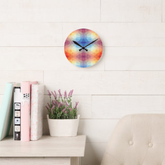 Farbige abstrakte geometrische Regenbogen   Runde Wanduhr