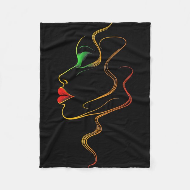 Farbige abstrakte Gesichtslinienkunst Juneteenth S Fleecedecke (Vorderseite)