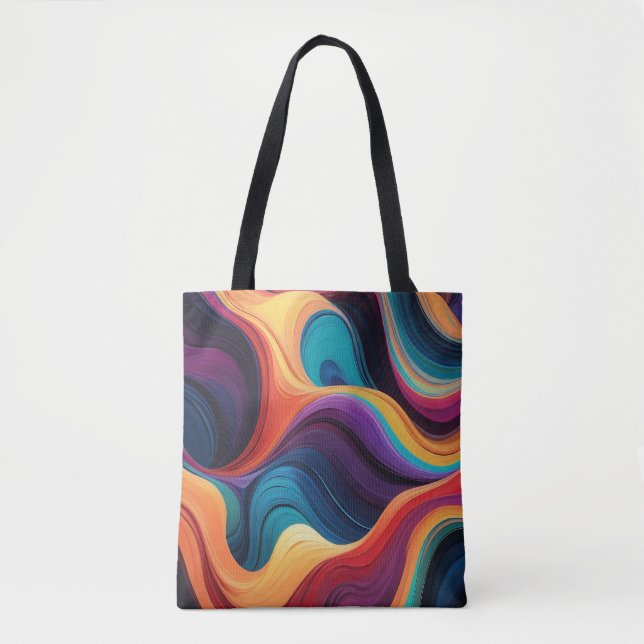 Farbige Abstrakte, glänzende Linien Tasche (Vorderseite)
