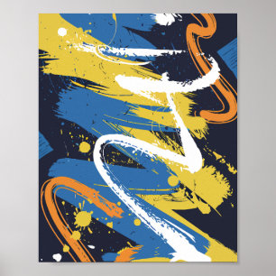 Farbige Abstrakte Graffiti Pinselstriche Poster