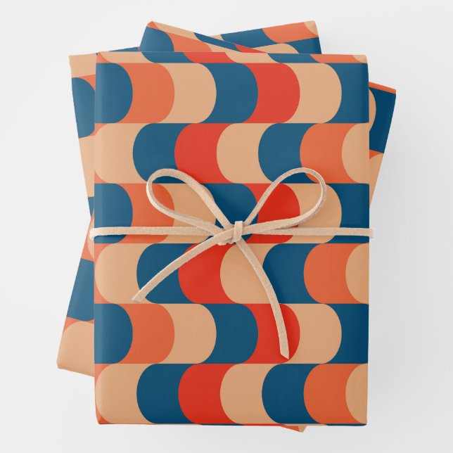 Farbige Abstrakte Illusion als Retro Vintag Geschenkpapier Set (Beispiel)
