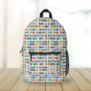 Farbige abstrakte karierte Muster-Monogramm Bedruckter Rucksack