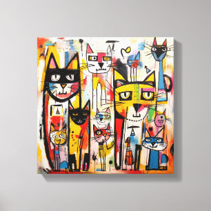 Farbige abstrakte Katze neue Kunst Leinwanddruck