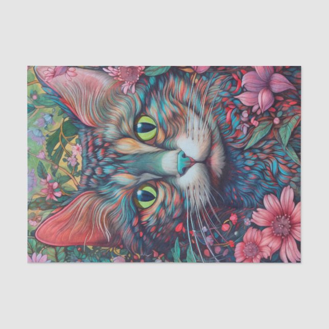 Farbige Abstrakte Katze Seidenpapier (Vorderseite)