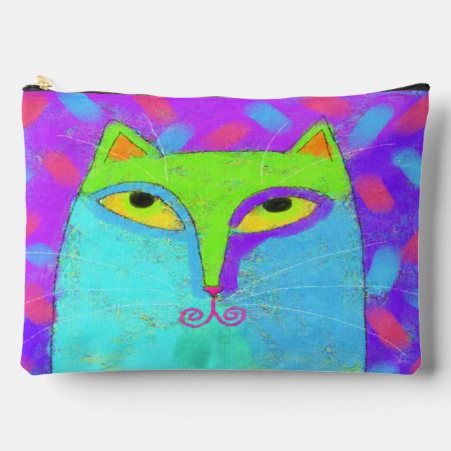 Farbige Abstrakte Katze Zubehörtasche (Vorderseite)